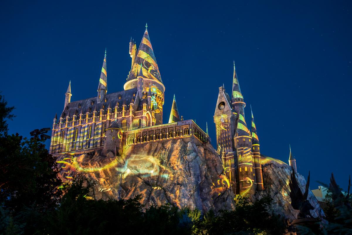 The Nighttime Lights at Hogwarts Castle Universal's Islands of Adventure